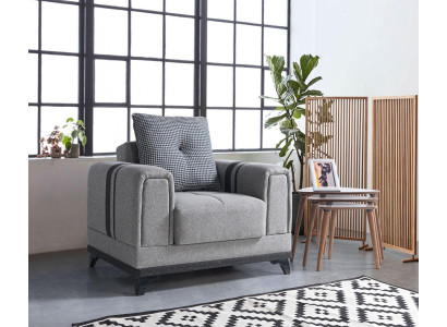 Design Seater Luxury Armchair Relax Textile Gray Armchair Lounge Club Modern Luxury
