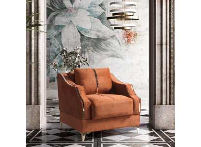 Design Seater Luxury Armchair Relax Textile with stainless steel Lounge Club single seater