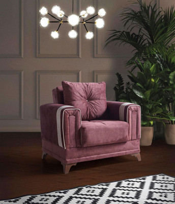 Design Seater Luxury Armchair Relax Textile Pink Armchair Lounge Club Modern