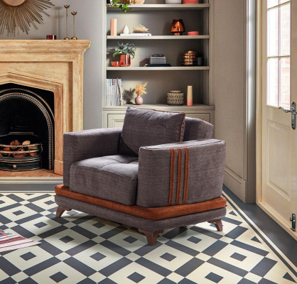 Design Seater Luxury Armchair Relax Textile Gray Armchair Club Modern Luxury