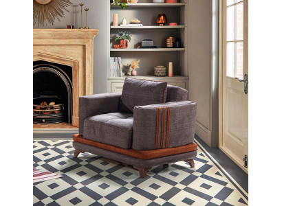 Design Seater Luxury Armchair Relax Textile Gray Armchair Club Modern Luxury