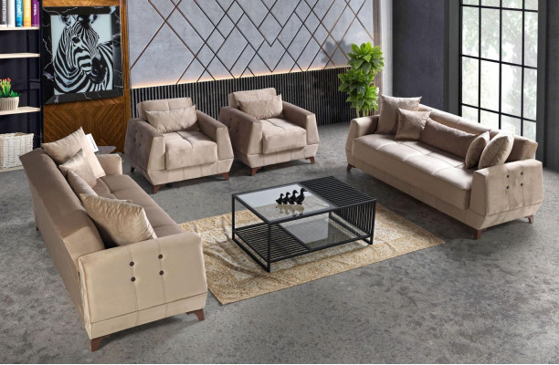 Sofa set 3+2+1+1 Seater Sofa Complete Set Relax Armchair 4-piece.