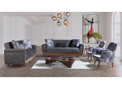 Sofa set 3+2+1+1 Wood Living room Luxury Sofa Modern Fabric Complete Modern