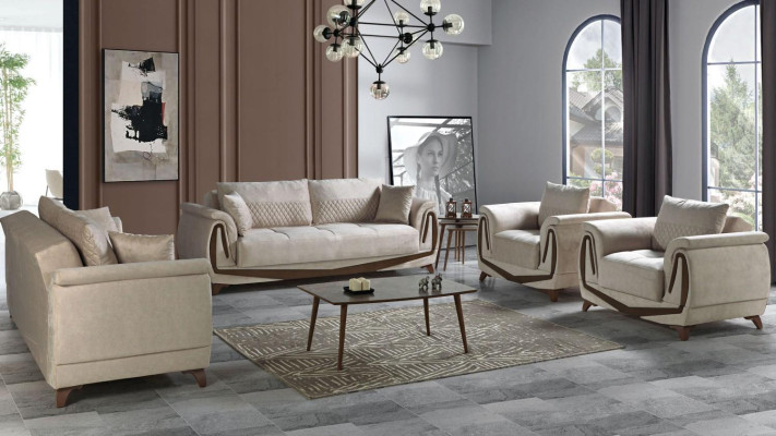 Sofa set 3+2+1+1 Wood Living room Luxury Sofa Modern Fabric Complete new