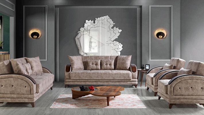 Sofa set 3+2+1+1 Wood Living room Luxury Sofa Modern Fabric Complete Modern new