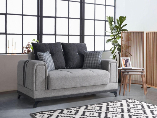 Gray Sofa set 3+2+1 Seater Textile Wood Sofa Armchair Complete Set