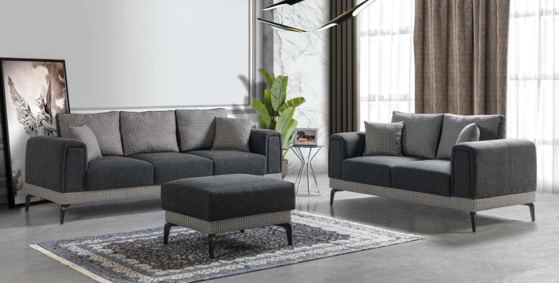 Sofa set 3+2 Stool Wood Living room Luxury Sofa Modern Fabric Complete Sofas