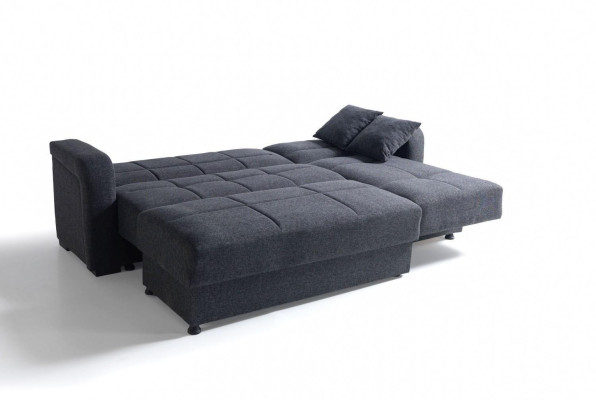 Corner sofa L-shape Stool Black Complete Living room Set 2pcs. Luxury Furniture