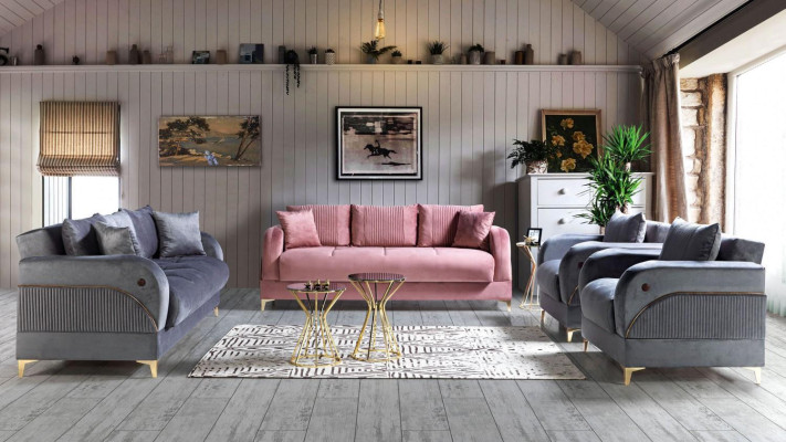 Sofa set 3+3+1+1 Seater Textile Modern Complete Armchair Sofa 3 Seater Luxury
