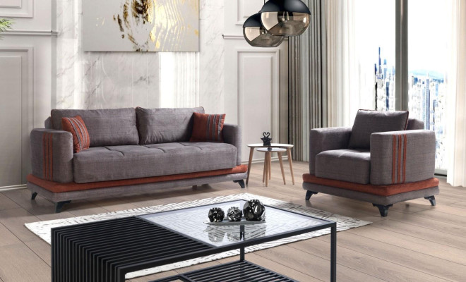 Sofa set 3+1 Seater Textile Wood Sofa 3 Seater Modern Armchair Complete Set new Eu