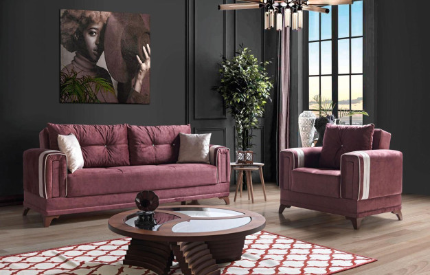 Sofa set 3+1 Seater Textile Wood Sofa 3 Seater Modern Armchair Complete Set eu