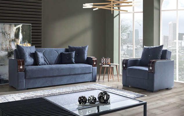 Sofa set 3+1 Seater Textile Wood Sofa 3 Seater Modern Armchair Complete Set 1