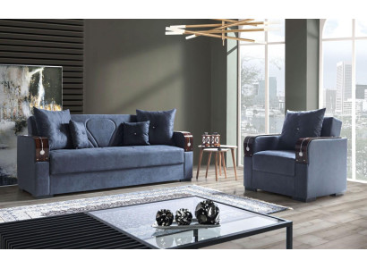 Sofa set 3+1 Seater Textile Wood Sofa 3 Seater Modern Armchair Complete Set 1