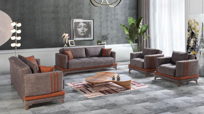 Design Modern Living room Set Sofa set 3+2+1+1 Gray Living room furniture set