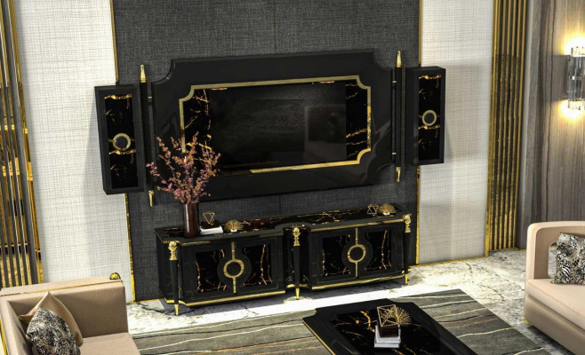 Classic wall unit gothic style wall unit television panel TV-cabinet sideboard