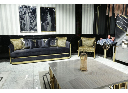Luxury Furnishings Living room Furniture Sofa Set 3+1 Seat Sofa set Black