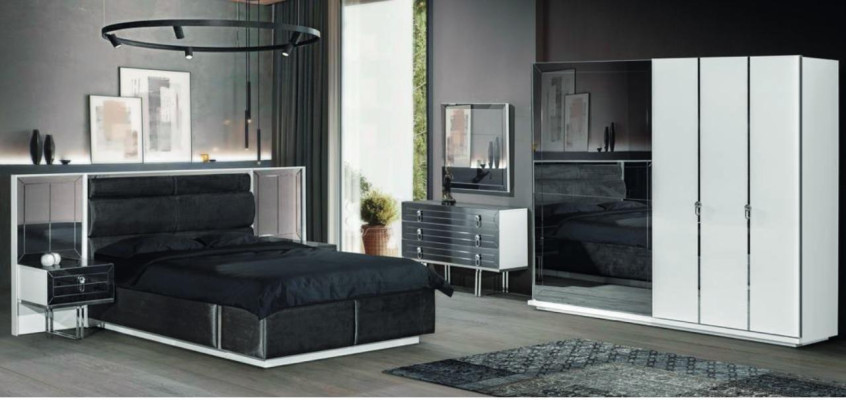 Design Bedroom Set 6 pcs. luxurious Wardrobe Bed Bedside table Chest of drawers