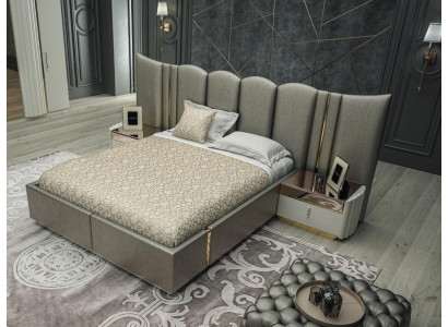 Luxury bedroom set from 3 pieces. stylish set gray bed + 2x bedside tables