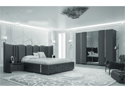 Set 3 pieces Bedroom Suite Bed 2x Bedside table Style Gray Furniture new