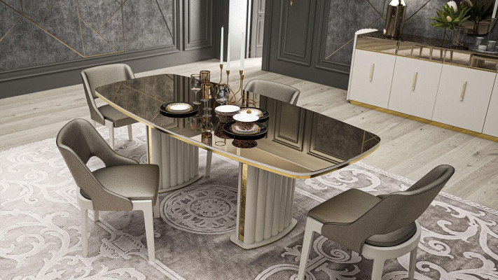 Luxury dining table with 4 chairs dining set glass table dining set modern 5 pieces