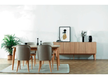 Dining table 4x Chairs Luxury Sideboard 6-piece Dining room Set Group Suite