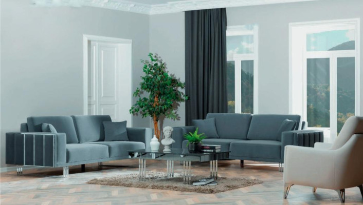 Luxury 3-piece living room set sofa set set 2x sofa 3 seater relax armchair turquoise