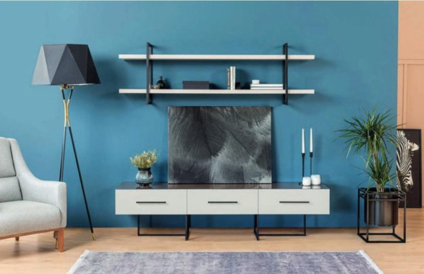 Wall unit Design Wall shelf TV Lowboard Shelf Living room Wood Furnishings