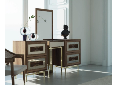 Bedroom Set Chest of drawers with Mirror Dressing table Luxury Sideboard 2-piece