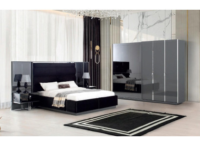 Gray Luxury Bedroom Set Bed Bedside tables Wardrobe 4lg.