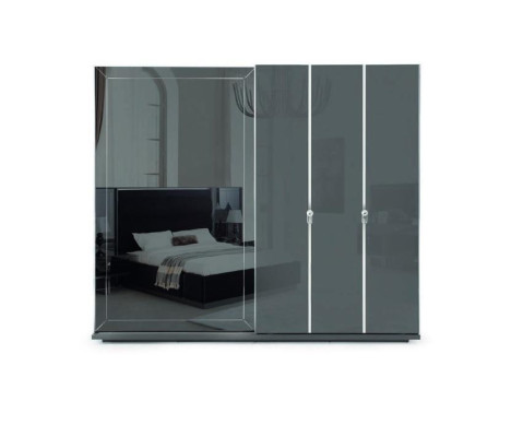 Gray Luxury Bedroom Set Bed Bedside tables Wardrobe 4lg.