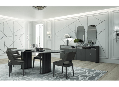 Luxur Dining room Set Dining table 4x Chairs Sideboard with 2x Mirror 8 pcs