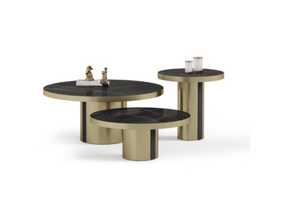 Luxury coffee table set 3x round tables modern living room side tables new