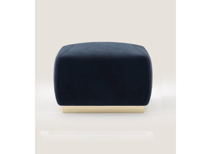 Designer Luxury Blue Stool with Stainless Steel Rim Upholstery Textile Furniture new