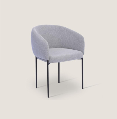 Gray Upholstered Chair with Armrests Designer Single Seater Living room Chairs