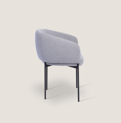 Gray Upholstered Chair with Armrests Designer Single Seater Living room Chairs