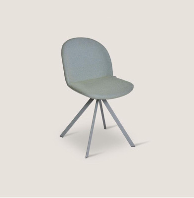 Gray upholstery dining chair designer single seater with stainless steel feet new