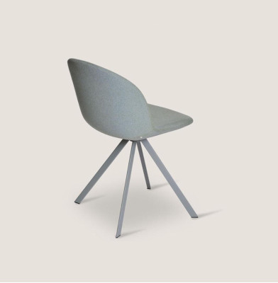 Gray upholstery dining chair designer single seater with stainless steel feet new