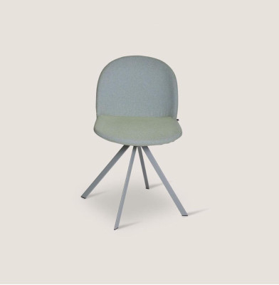 Gray upholstery dining chair designer single seater with stainless steel feet new