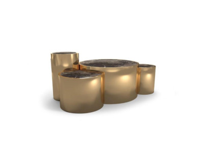 Golden Coffee table Living room Side table Modern design glass top