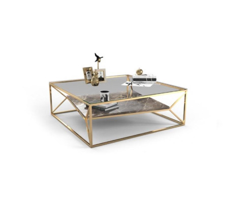 Modern Marble Living room Coffee table Luxury stainless steel Table glass top
