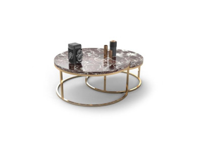 Luxury Marble Coffee table + Side table Set Round Living room Tables 2pcs