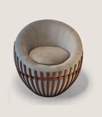Designer Gray Armchair Living room furniture Upholstery Seat Textile Armchair Lounge Club