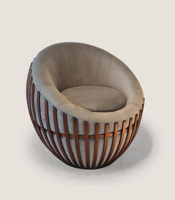 Designer Gray Armchair Living room furniture Upholstery Seat Textile Armchair Lounge Club