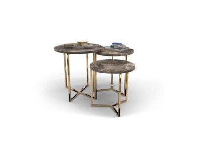 Designer 3x Marble Side tables Luxury Living room Tables Coffee tables Table