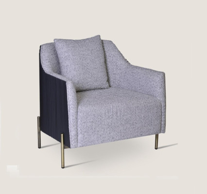 Gray Single Seater Luxury Armchair Stainless Steel Feet Living Room Furniture Wooden Frame
