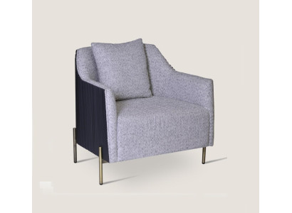 Gray Single Seater Luxury Armchair Stainless Steel Feet Living Room Furniture Wooden Frame