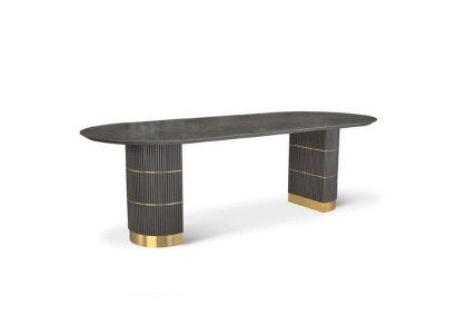 Gray designer dining table dining room furniture with metal feet wooden frame table