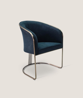 Blue stainless steel Armchair Luxury Single Seat Upholstery Chair with Armrests Recliner