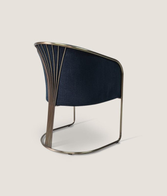 Blue stainless steel Armchair Luxury Single Seat Upholstery Chair with Armrests Recliner