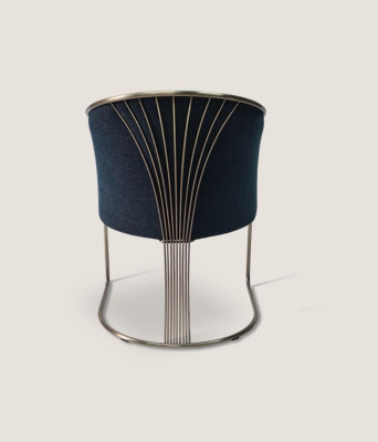Blue stainless steel Armchair Luxury Single Seat Upholstery Chair with Armrests Recliner